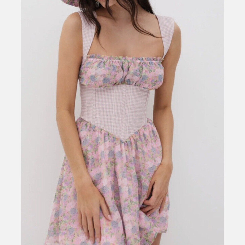 For Love And Lemons Pink Floral Mini Dress
